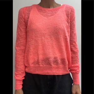Coral linen/poly sweater